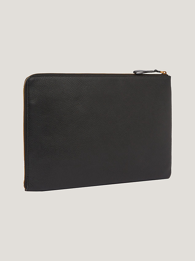 black signature premium leather laptop sleeve for men tommy hilfiger