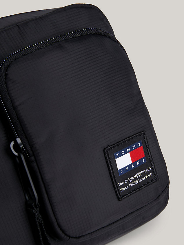 black zip pocket crossover chest bag for men tommy jeans