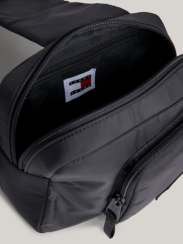 black zip pocket crossover chest bag for men tommy jeans
