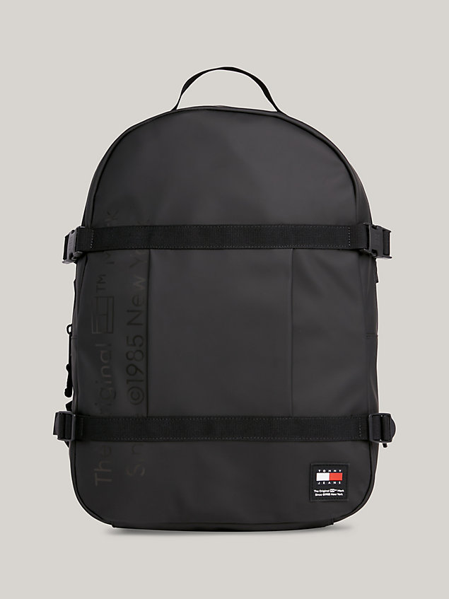 black essential tonal logo strap backpack for men tommy jeans