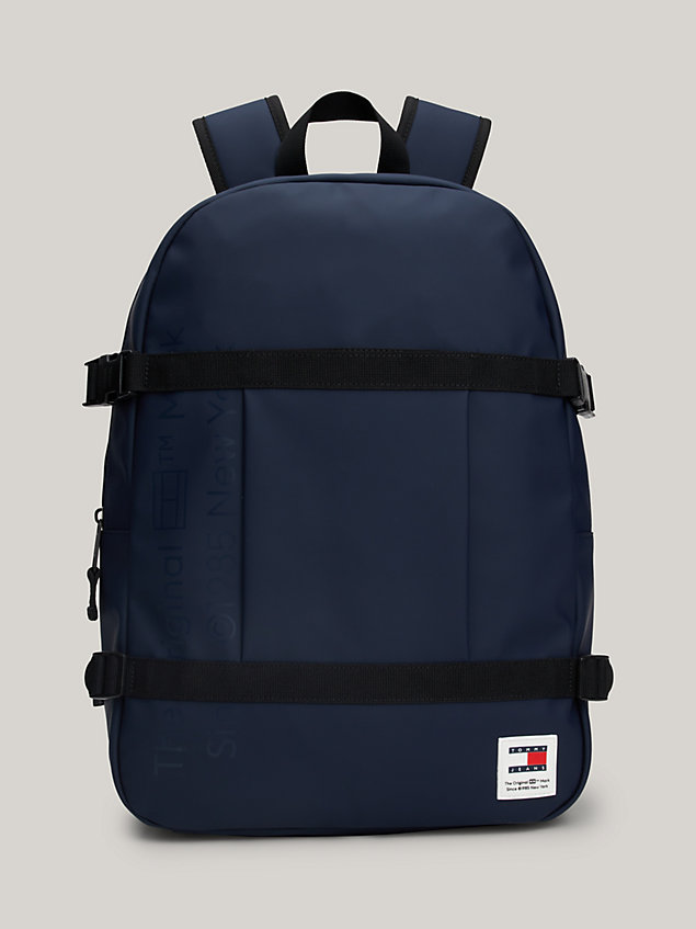 blue essential tonal logo strap backpack for men tommy jeans