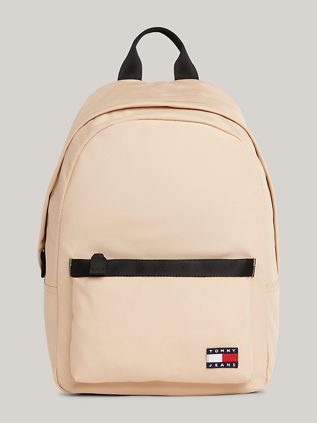 beige essential dome flag backpack for men tommy jeans