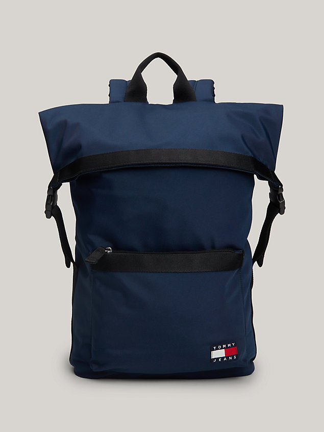 blue essential roll-top backpack for men tommy jeans
