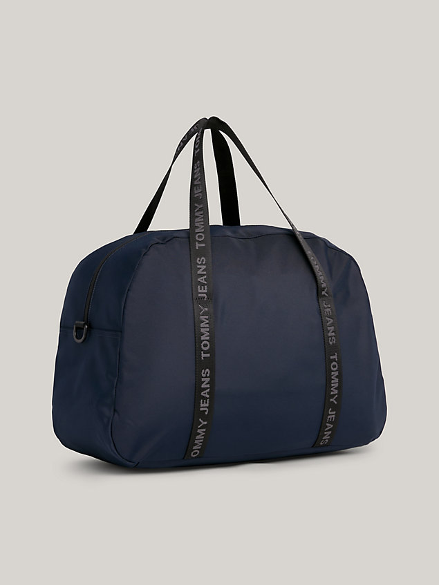 blue essential repeat logo duffel bag for men tommy jeans