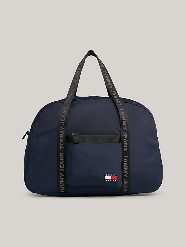 blue essential repeat logo duffel bag for men tommy jeans