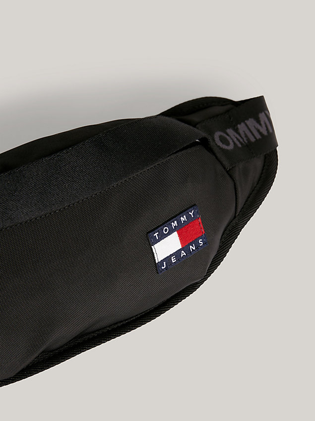 black essential repeat logo bum bag for men tommy jeans