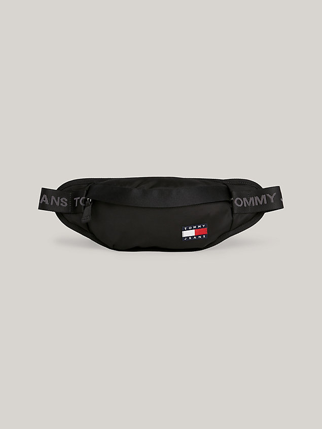 black essential repeat logo small bum bag for men tommy jeans
