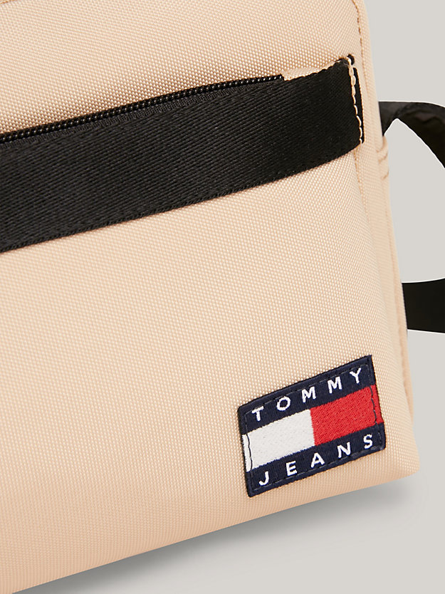 beige essential repeat logo small crossover bag for men tommy jeans