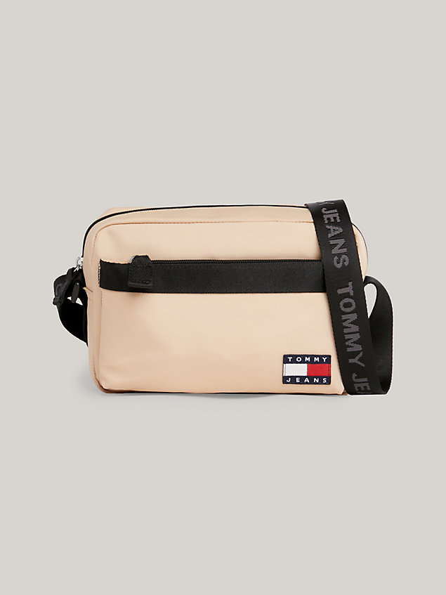 beige essential repeat logo small crossover bag for men tommy jeans