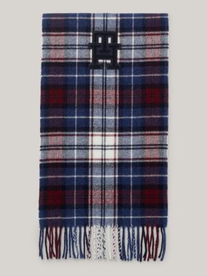 Men scarf cashmere wool, Dark blue red