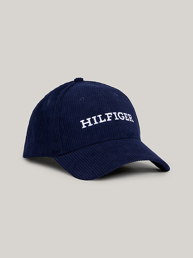 blue sztruksowa czapka baseballowa dla mężczyźni - tommy hilfiger