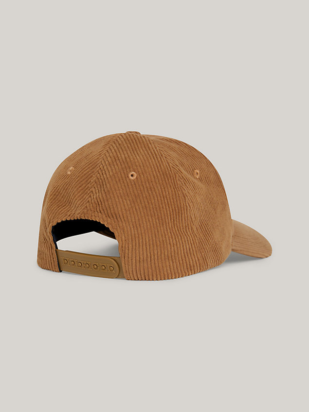 brown sztruksowa czapka baseballowa dla mężczyźni - tommy hilfiger