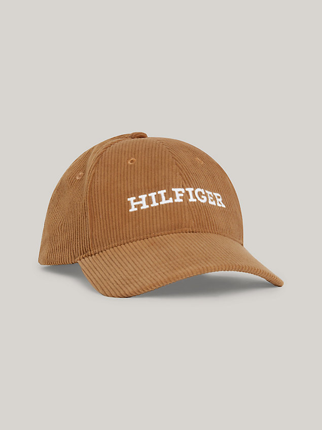 brown hilfiger monotype corduroy baseball cap for men tommy hilfiger