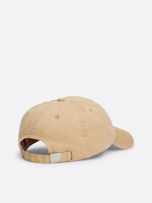 gorra de béisbol heritage con logo bordado beige de hombres tommy jeans