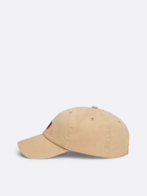 gorra de béisbol heritage con logo bordado beige de hombres tommy jeans