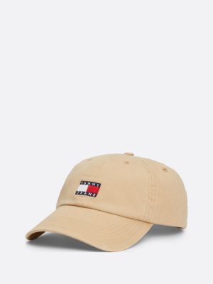 gorra de béisbol heritage con logo bordado beige de hombres tommy jeans