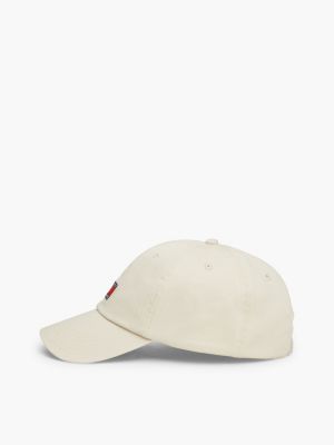 beige heritage logo embroidery baseball cap for men tommy jeans