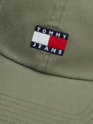 cappello da baseball heritage con logo verde da uomini tommy jeans