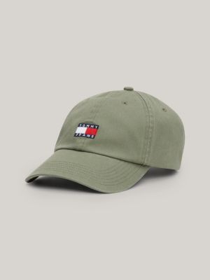 cappello da baseball heritage con logo green da uomini tommy jeans