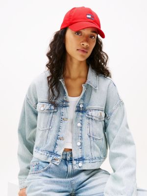 red heritage logo baseball cap for men tommy jeans