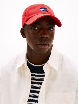 red heritage logo baseball cap for men tommy jeans