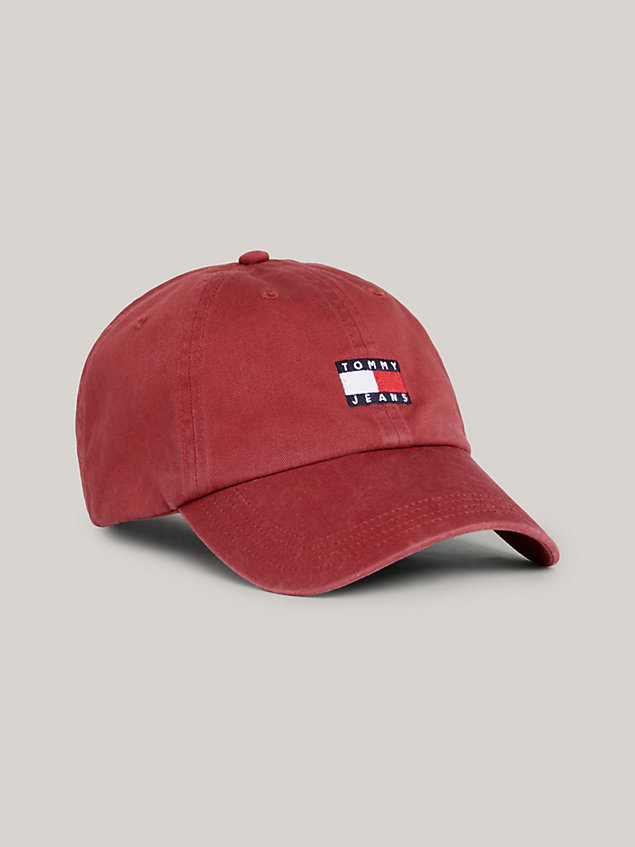 red heritage badge baseball cap for men tommy jeans