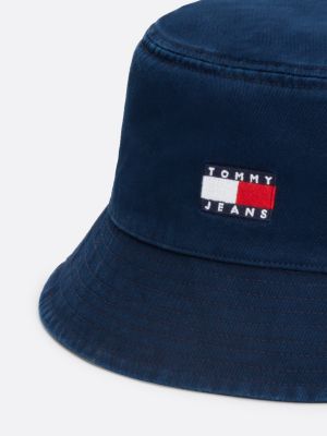 blue heritage logo bucket hat for men tommy jeans