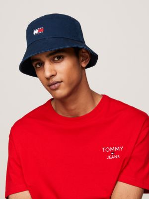 blue heritage logo bucket hat for men tommy jeans