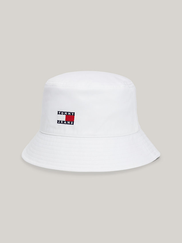 white heritage logo washed finish bucket hat for men tommy jeans