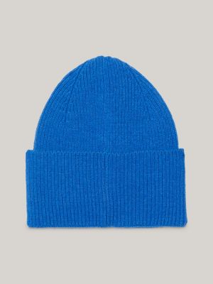 blue heritage rippstrick-beanie mit badge für herren - tommy jeans