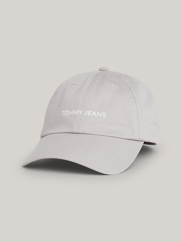 grey baseball-cap mit aufgesticktem logo für herren - tommy jeans