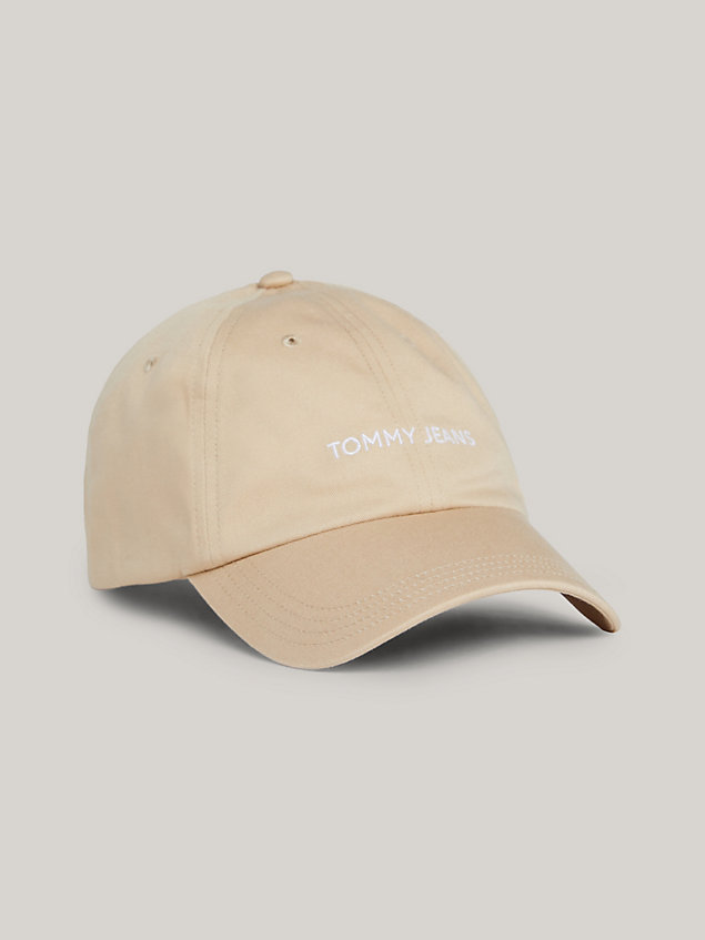 beige baseball-cap mit aufgesticktem logo für herren - tommy jeans