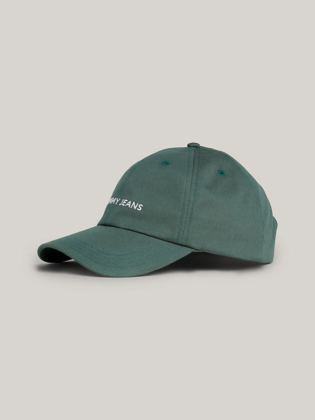 cappello da baseball con logo ricamato green da uomini tommy jeans