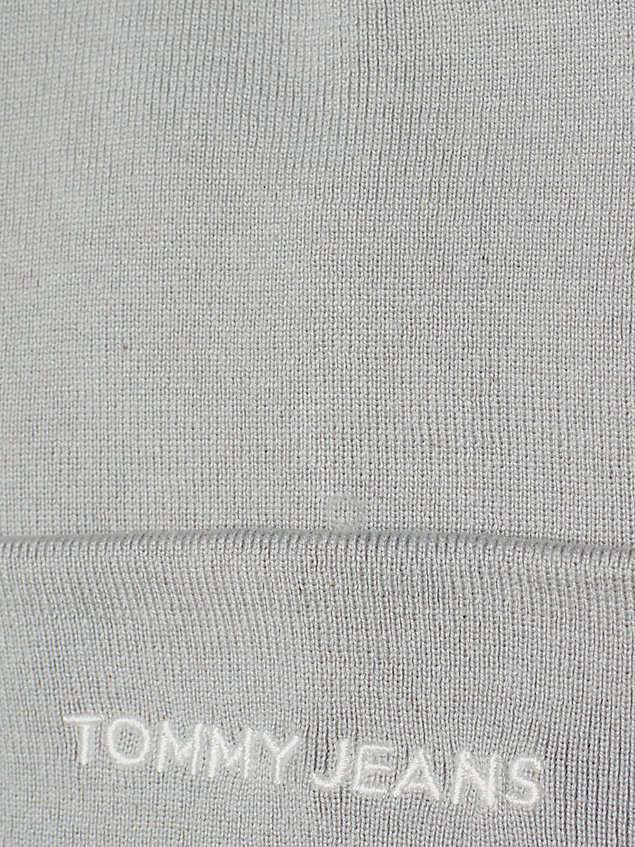 grey knitted logo beanie for men tommy jeans