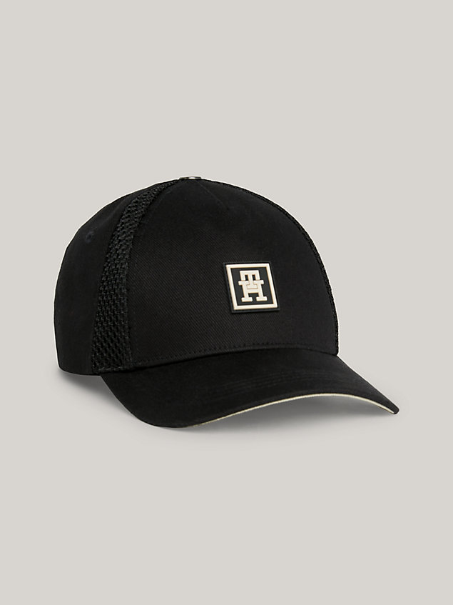 black th monogram sport mesh cap for men tommy hilfiger