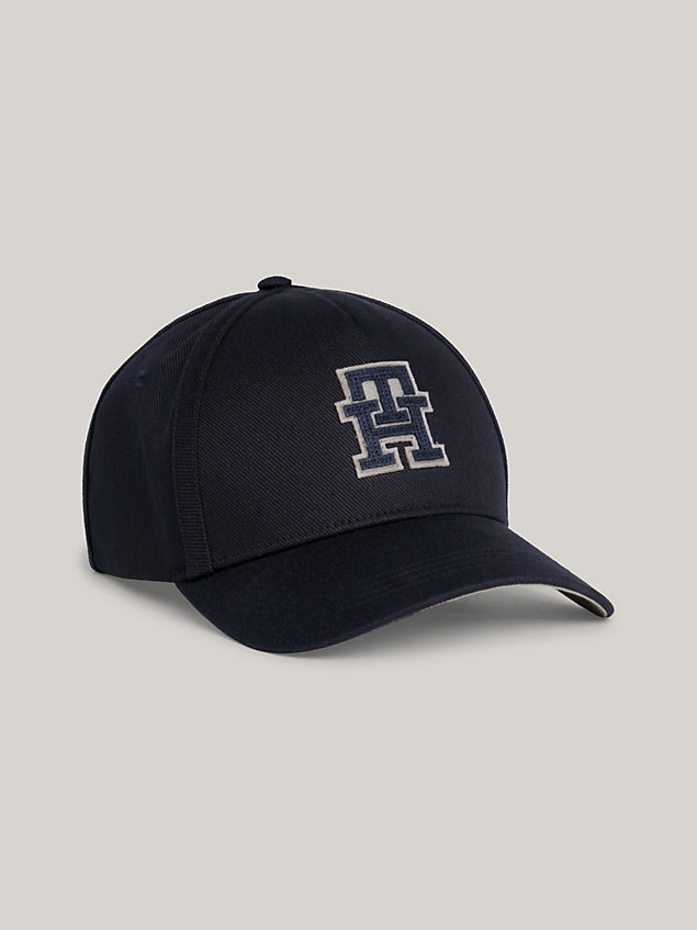 blue czapka z daszkiem i monogramem th dla mężczyźni - tommy hilfiger