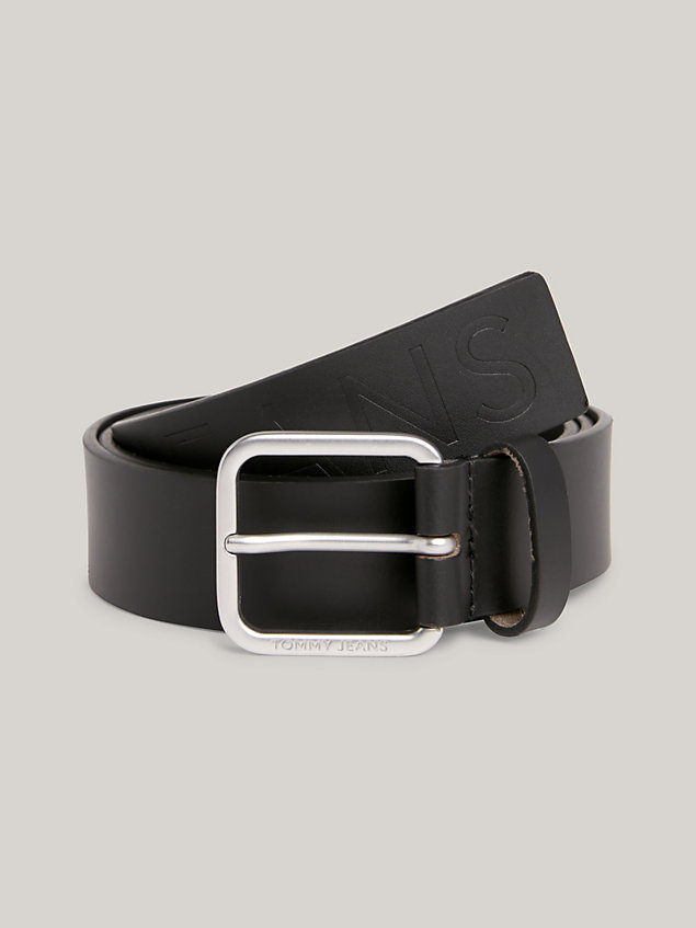 cinturón essential finley de piel con logo black de hombres tommy jeans