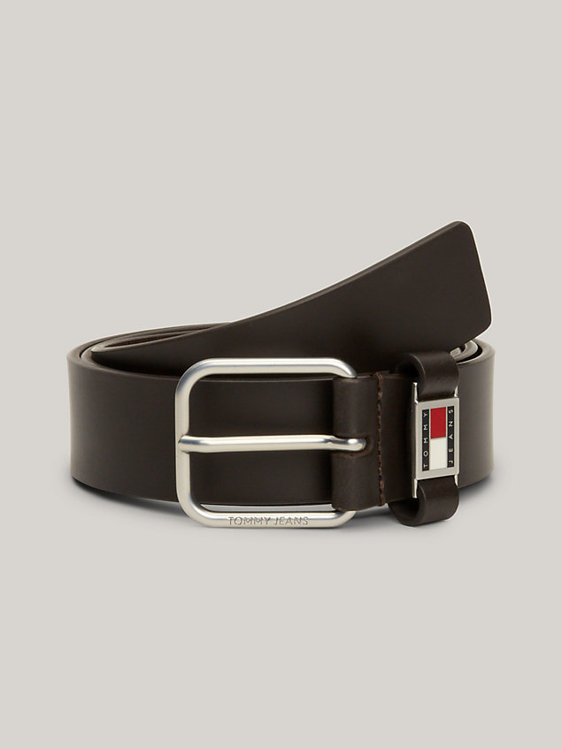brown scanton logo leather belt for men tommy jeans