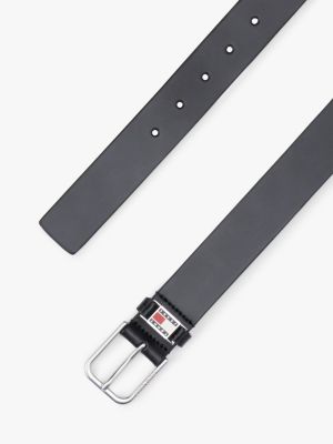 zwart scanton leren riem met metalen riemlusdetail voor heren - tommy jeans