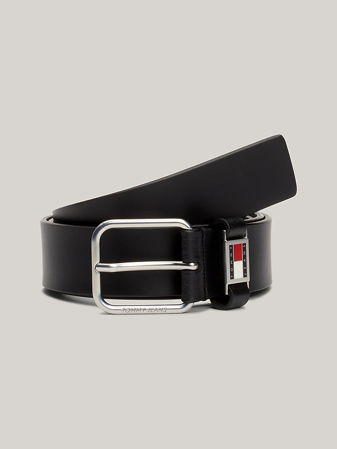 Scanton Logo Leather Belt | Black | Tommy Hilfiger
