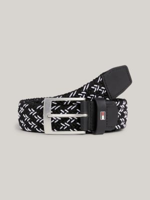 Denton Stripe Braided Belt, Red