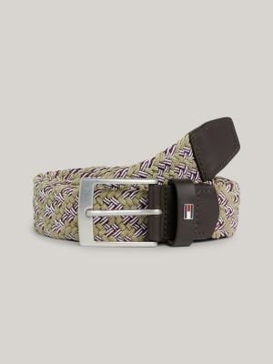 Denton Stripe Braided Belt, Beige