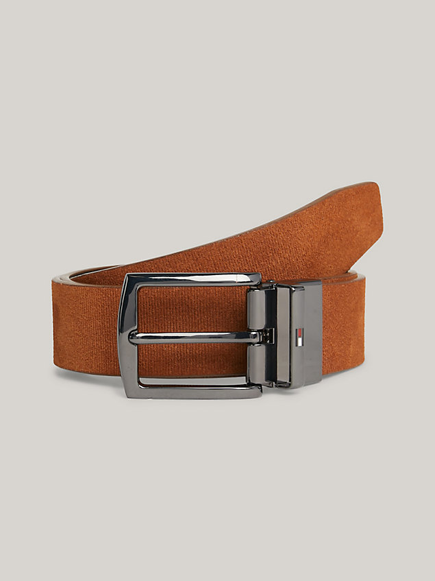 brown denton leather reversible belt for men tommy hilfiger