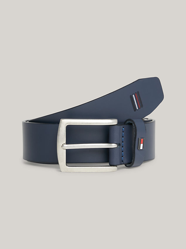 blue denton smooth leather belt for men tommy hilfiger
