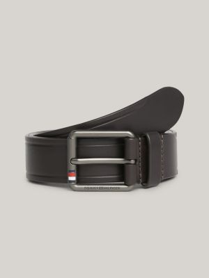 Casual Leather Signature Buckle Belt | Brown | Tommy Hilfiger
