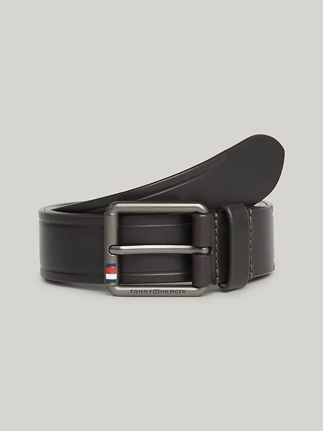brown casual leather signature buckle belt for men tommy hilfiger