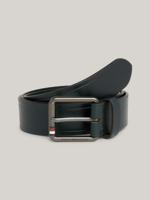 Casual Leather Signature Buckle Belt | Green | Tommy Hilfiger