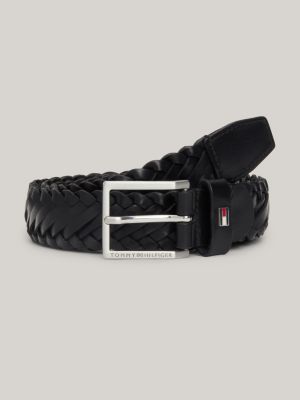 Leather Braided Belt, Black