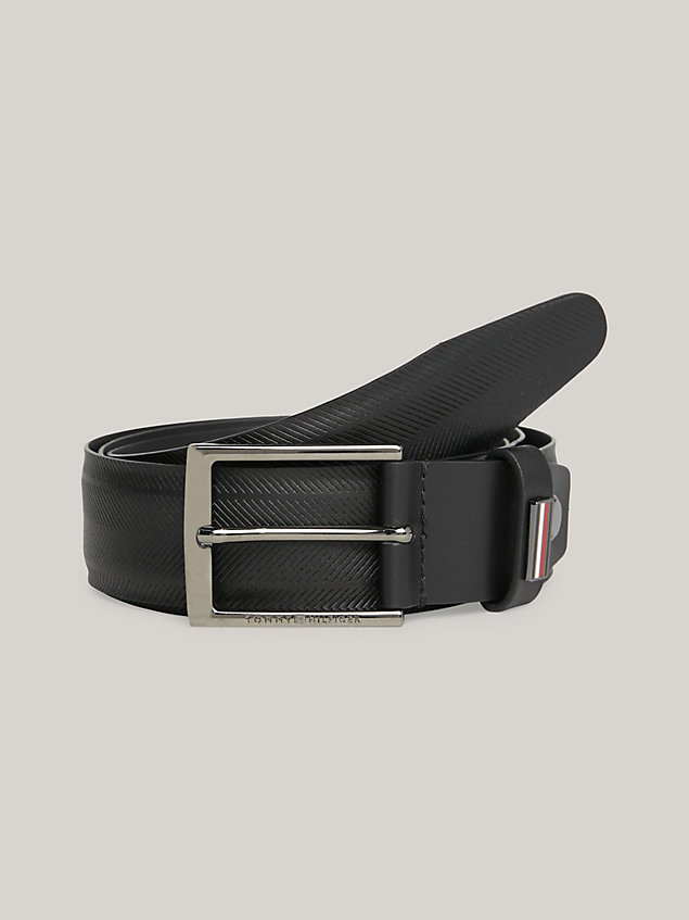 black th business textured belt for men tommy hilfiger