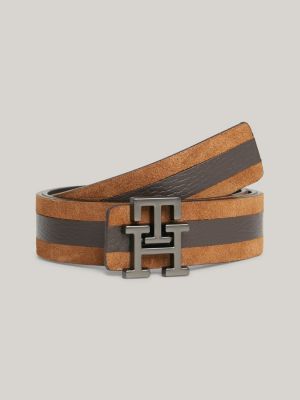 TH Monogram Elevated Ledergürtel mit Emblem | Braun | Tommy Hilfiger